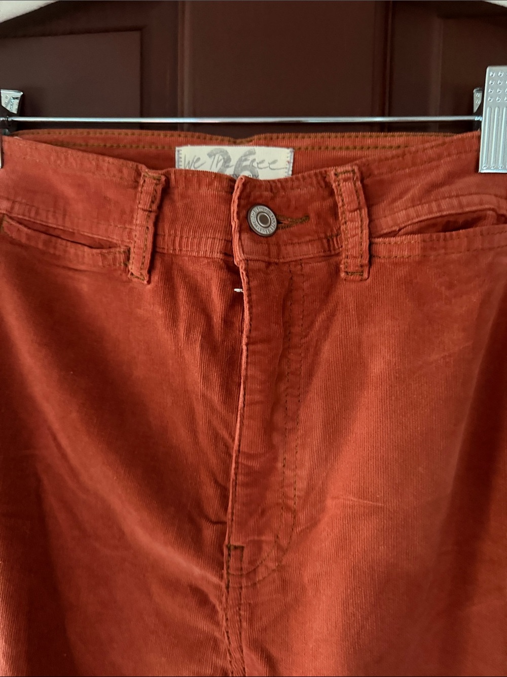 We The Free Free People Rust Corduroy Super Flare Bell Bottom Pants Size 26 - Picture 3 of 5